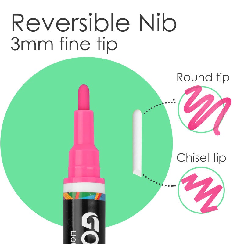 GOTIDEAL Liquid Chalk Markers, Fine Tip 8 Colors Washable Window Chalkboard Glass Pens, Paint and Drawing for Car, Blackboard, & Bistro,Kids and Adults, Non-Toxic,Wet Erase - Reversible Tip - Image 3