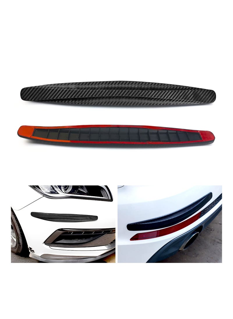 8Pcs Car Front Rear Bumper Protector Strip, Universal Carbon Fiber Textured Rubber Bumper Protector Strip, Suitable for Cars, SUVs, Trucks Bumper Protection Trim (Black) - Image 1