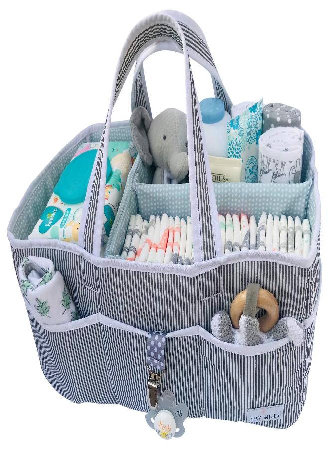 Lily Miles Lily Miles Baby Diaper Caddy - Large Organizer Tote Bag for Infant Boy or Girl - Baby Shower Basket - Nursery Must Haves - Registry Favorites - Collapsible Newborn Caddie Car Travel  - Image 5