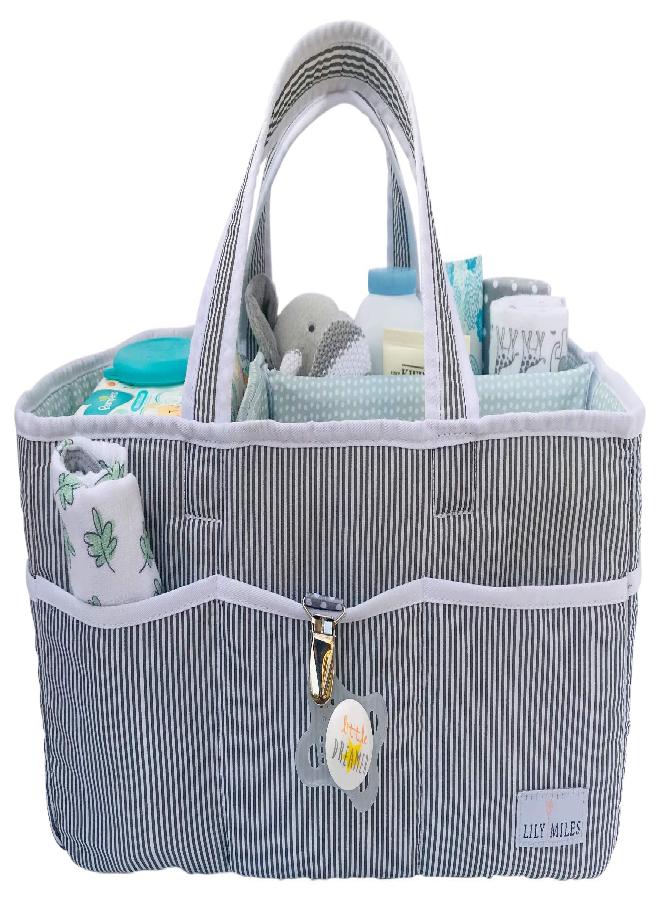 Lily Miles Lily Miles Baby Diaper Caddy - Large Organizer Tote Bag for Infant Boy or Girl - Baby Shower Basket - Nursery Must Haves - Registry Favorites - Collapsible Newborn Caddie Car Travel  - Image 3
