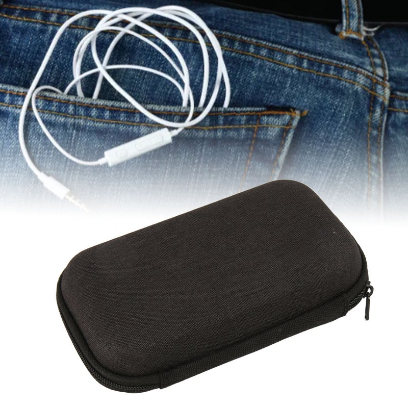 Mini EVA Storage Bag Shockproof Portable Universal Small Pouch for Wired Earbuds USB Cable Wall Charger Adapter Black - Image 1