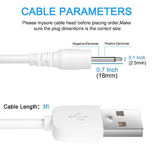 SIOCEN DC Charging Cable 2.5mm,USB Charger Cord 2.5mm,Fast Durable Original Replacement Power Adapter USB to DC Charging Cable 3FT - Image 2