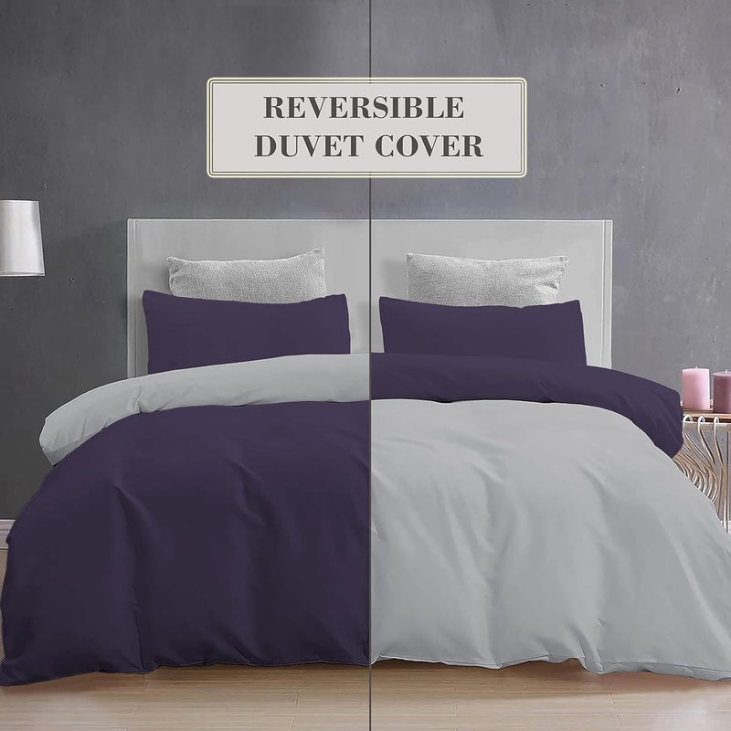 YRM Bedding's YRM Beddings 3 Pieces Duvet Cover Setr 100 Brushed Microfiber Reversibles with Zipper Closure Duvet Cover 61X91 Inches and 2 Pillow Cover 18X28 Inches Single SizeSilverNavy Blue - Image 3