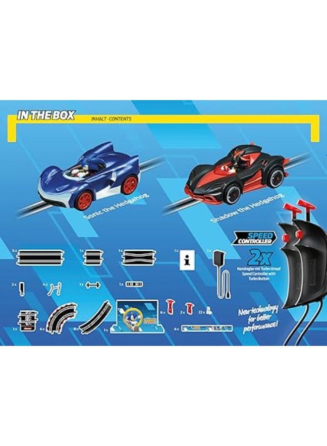 Carrera GO!!! Sonic the Hedgehog Slot Car Race Track Set – Model 20062566 | 1:43 Scale Electric Racing Game with 4.9m Track, Loop, Bottleneck & Turbo Control | Sonic vs Shadow 2 Player Race Set for Kids & Adults - Image 4