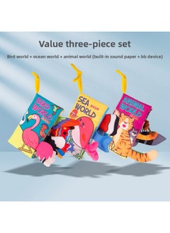 Generic Baby's Tear-free Early Teaching Six Pages 12 Montessori's Early Education Interesting Three-Dimensional Voice Tail Cloth Book-Color:Ocean World [Chinese And English] 6 Pages And 12 Sides With BB Sound Paper  - Image 2
