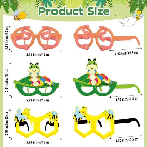 Harrycle 32 Pcs Bug Party Decorations Summer Insect Party Favors Bugs Paper Glasses Frame Insect Photo Booth Props Eyeglasses for Summer Spring Bugs Birthday Decorations Supplies - Image 5