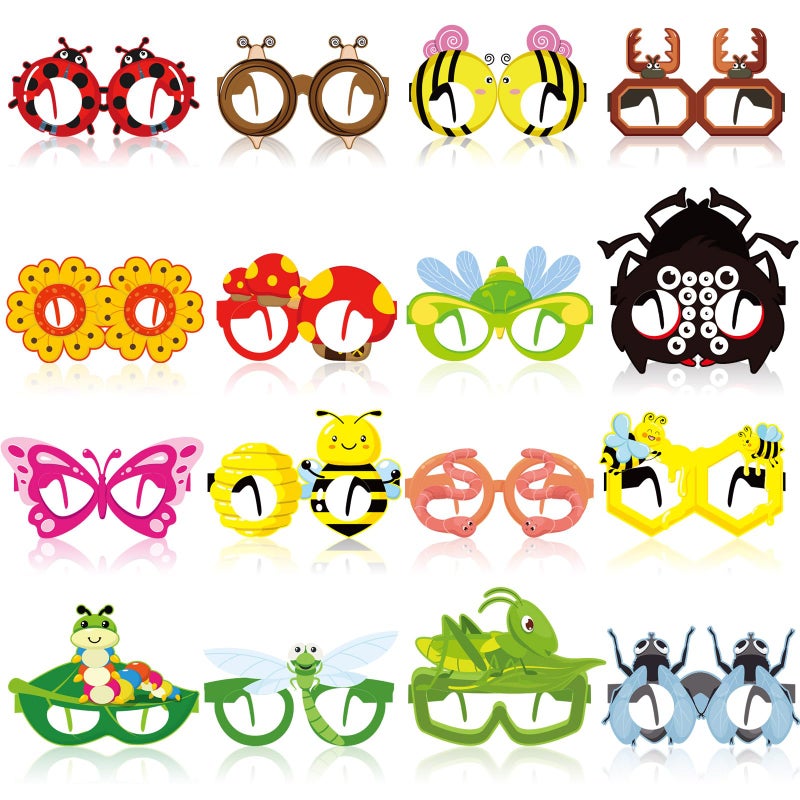 Harrycle 32 Pcs Bug Party Decorations Summer Insect Party Favors Bugs Paper Glasses Frame Insect Photo Booth Props Eyeglasses for Summer Spring Bugs Birthday Decorations Supplies - Image 3