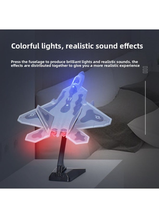 Generic - Wanshike F22 Raptor Fighter Model Aircraft Model Stealth Bomber Alloy Acousto-optic Belt Bracket Single Color Boxed-Color:Blue - Image 1