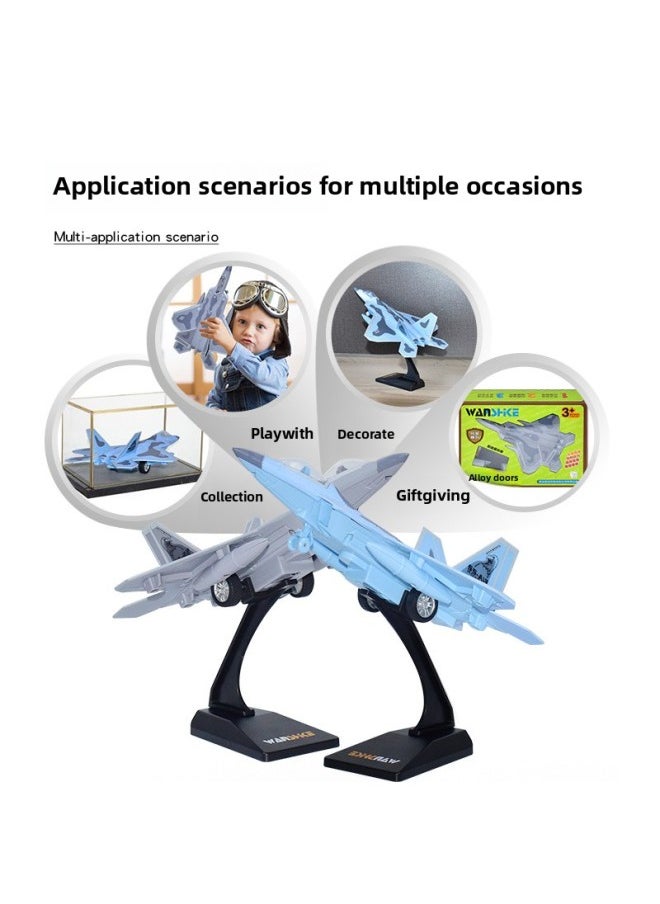 Generic - Wanshike F22 Raptor Fighter Model Aircraft Model Stealth Bomber Alloy Acousto-optic Belt Bracket Single Color Boxed-Color:Blue - Image 1