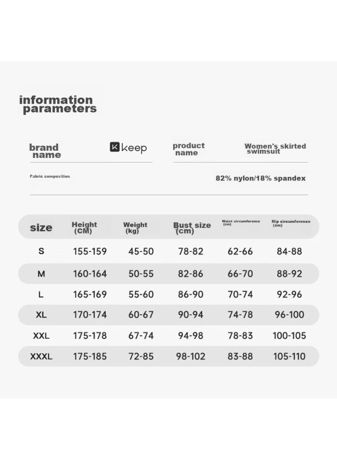 Keep One-piece Swimsuit Dress For Women, Tummy Control, Slimming, Plus Size, Hot Spring, Chlorine-resistant, Quick-drying Swimwear, Gray-black, XL - Image 4