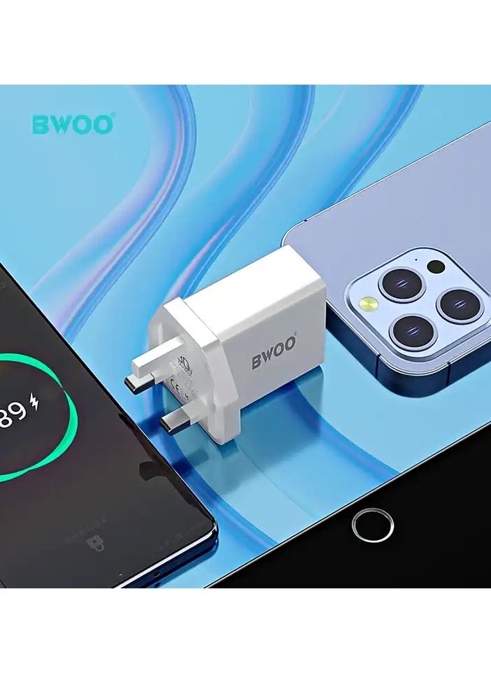 BWOO BWOO 30W PD USB Type-C Charger for iPad with PC+ABS Material, UK Plug – Portable Cell Phone Wall Charger  - Image 3