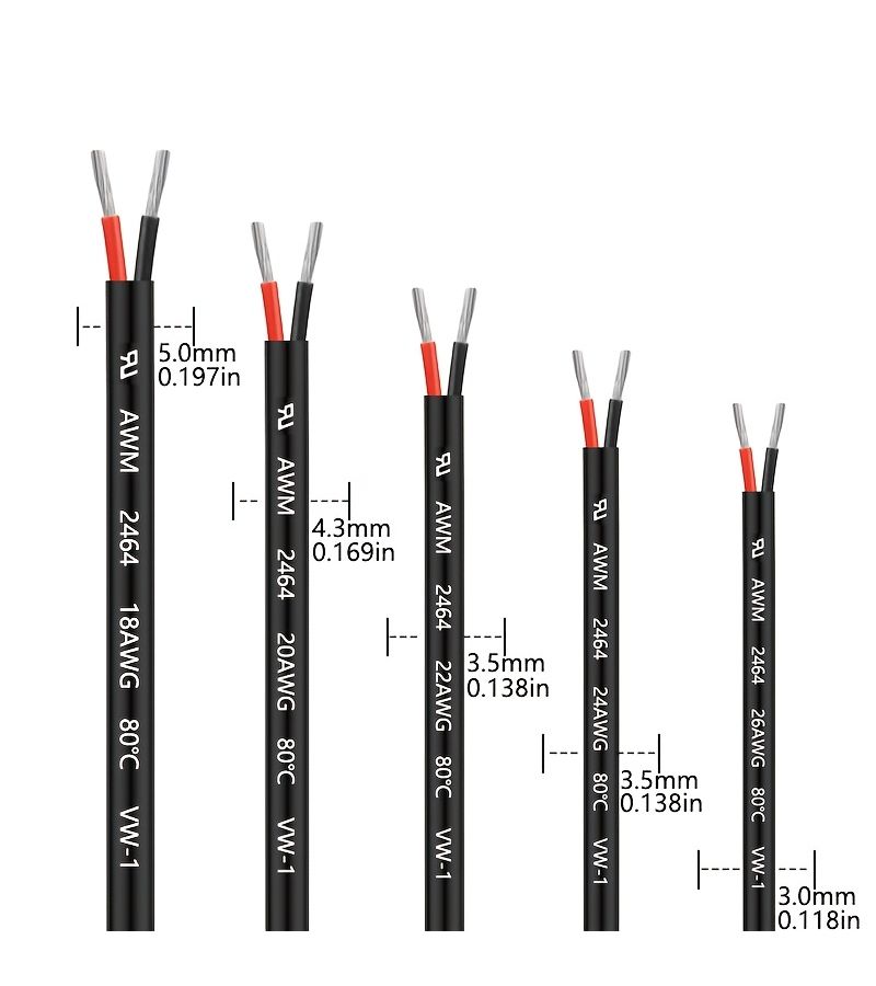 1 قطعة 18 20 22 24 26 قياس سلك كهربائي PVC ثنائي الموصل نحاس مطلي بالقصدير 24AWG 50 قدم 15 3M 12V 24V للمشاريع DIY شرائط LED السيارات مكبرات الصوت المعدات الإلكترونية الأجهزة المنزلية معدات الصوت أنظمة المراقبة طابعات ثلاثية الأبعاد صناعة القاطرات - Image 3