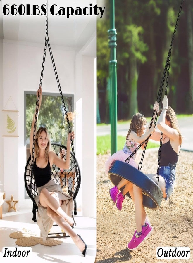 BFCAYQE 2Pcs 29" Swing Chain Kit - Heavy Duty Stainless Steel Chains with Carabiners for Hammock Chairs, Adjustable Porch Swings, Punching Bags - Black Coated Hanging Chain Extender Set - 660LB Load - Image 3