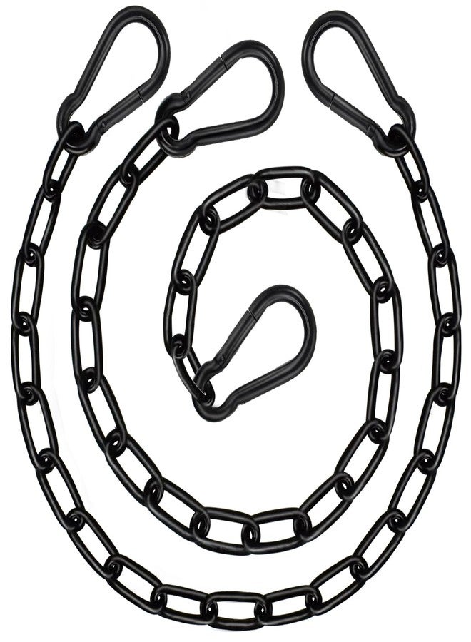BFCAYQE 2Pcs 29" Swing Chain Kit - Heavy Duty Stainless Steel Chains with Carabiners for Hammock Chairs, Adjustable Porch Swings, Punching Bags - Black Coated Hanging Chain Extender Set - 660LB Load - Image 1