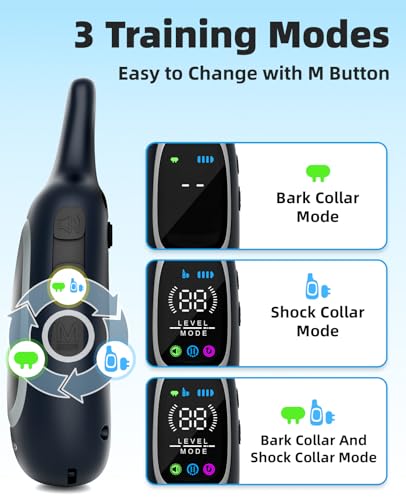 Aikeep 2-in-1 Dog Shock Collar and Bark Collar for Dogs – 3300FT Dog Training Collar with Remote, IP67 Waterproof e Collar with Anti-Bark/Beep/Vibration/Shock Modes for Small Medium Large Dog(8-120Lbs) - Image 3