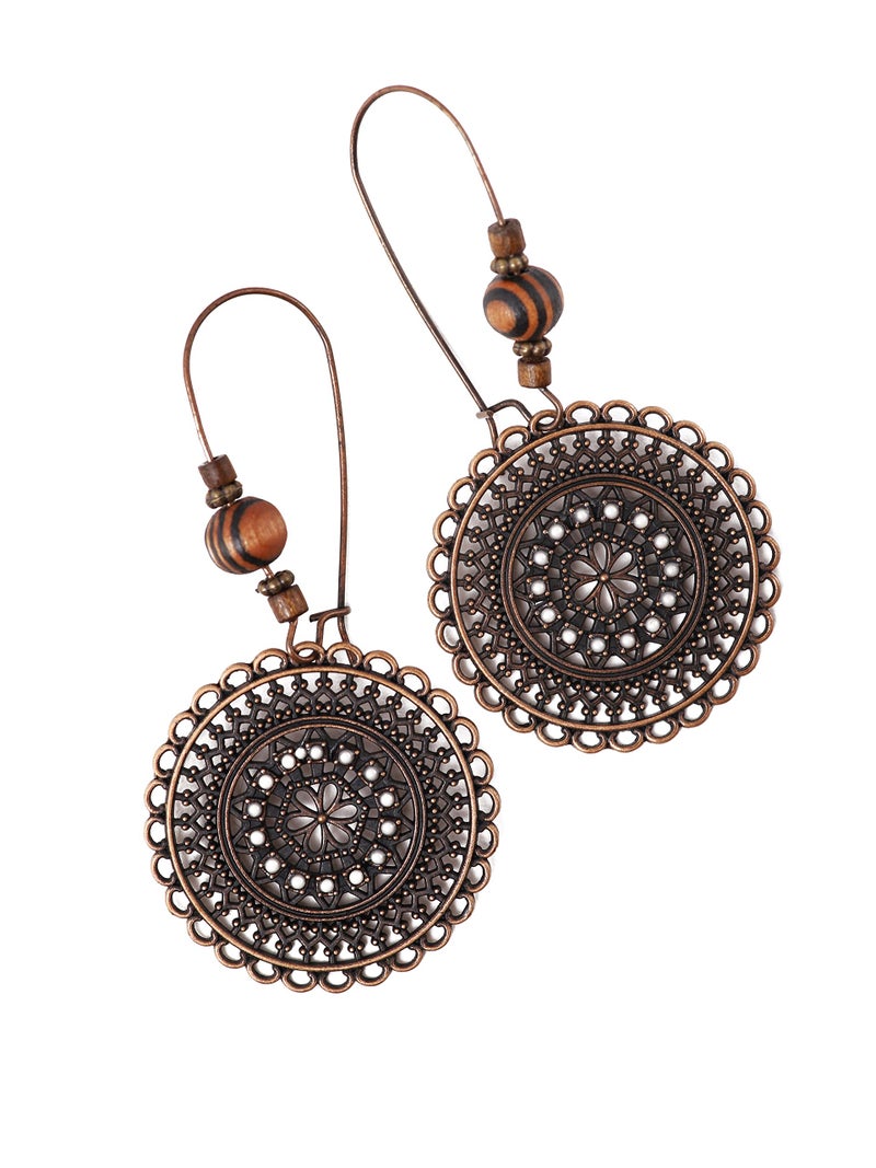 MINACHI Bohemian Round Flower Drop Dangle Earrings, Boho Ethnic Jewelry Gifts for Women - Image 1