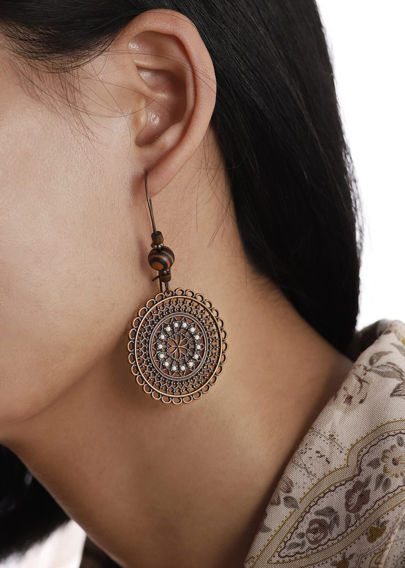MINACHI Bohemian Round Flower Drop Dangle Earrings, Boho Ethnic Jewelry Gifts for Women - Image 5