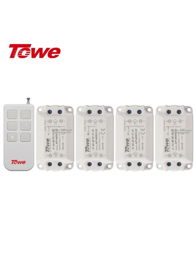 Towe 220v Smart Wireless Remote Control Switch One Drag Four Road Remote Control Switch Wireless Remote Control Lighting Fixture High Power Can Penetrate Walls Wire-free - Image 2