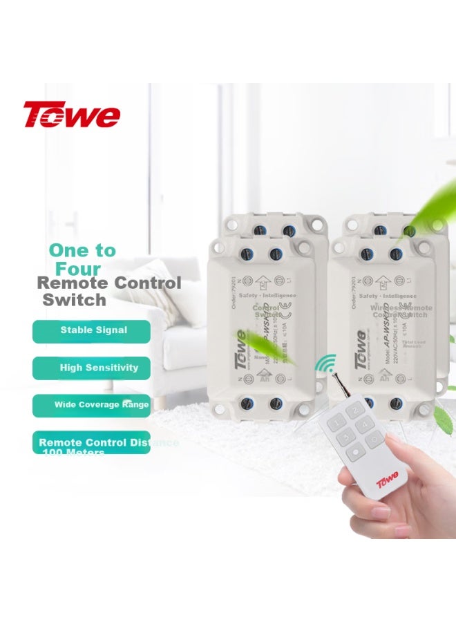Towe 220v Smart Wireless Remote Control Switch One Drag Four Road Remote Control Switch Wireless Remote Control Lighting Fixture High Power Can Penetrate Walls Wire-free - Image 1