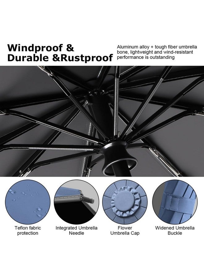 PALAY® Large Umbrella for Men Women with Reflective Strap, 50'' Automatic Open/Close Windproof Travel Folding Umbrella, Reinforced 10 Dual Ribs, 99 UV Protection Umbrella with Carabiner Handle Design - Image 5