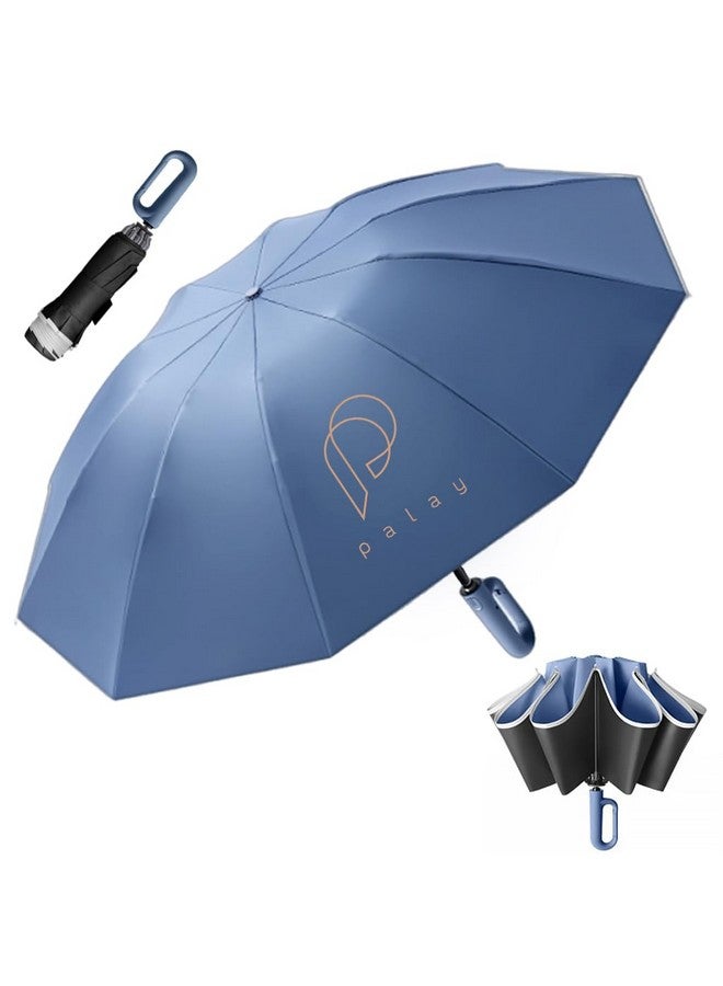 PALAY® Large Umbrella for Men Women with Reflective Strap, 50'' Automatic Open/Close Windproof Travel Folding Umbrella, Reinforced 10 Dual Ribs, 99 UV Protection Umbrella with Carabiner Handle Design - Image 1