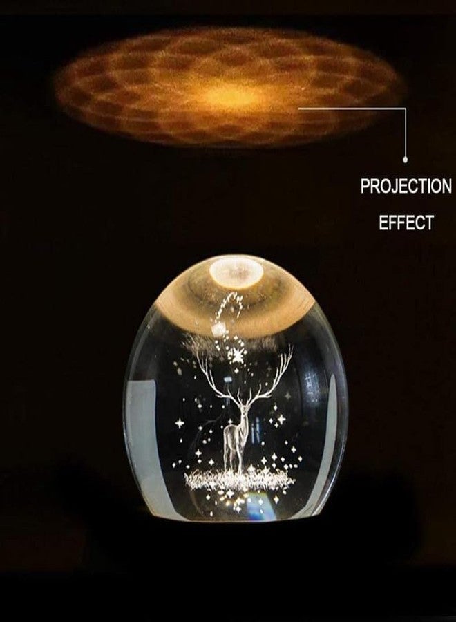 GODFLY Glass Ball Night LED Lamp with Woodern Base 3D Galaxy Crystal Ball Night Lamp,Solar System Crystal Ball Night Light(1 PCS)(Dear) - Image 3