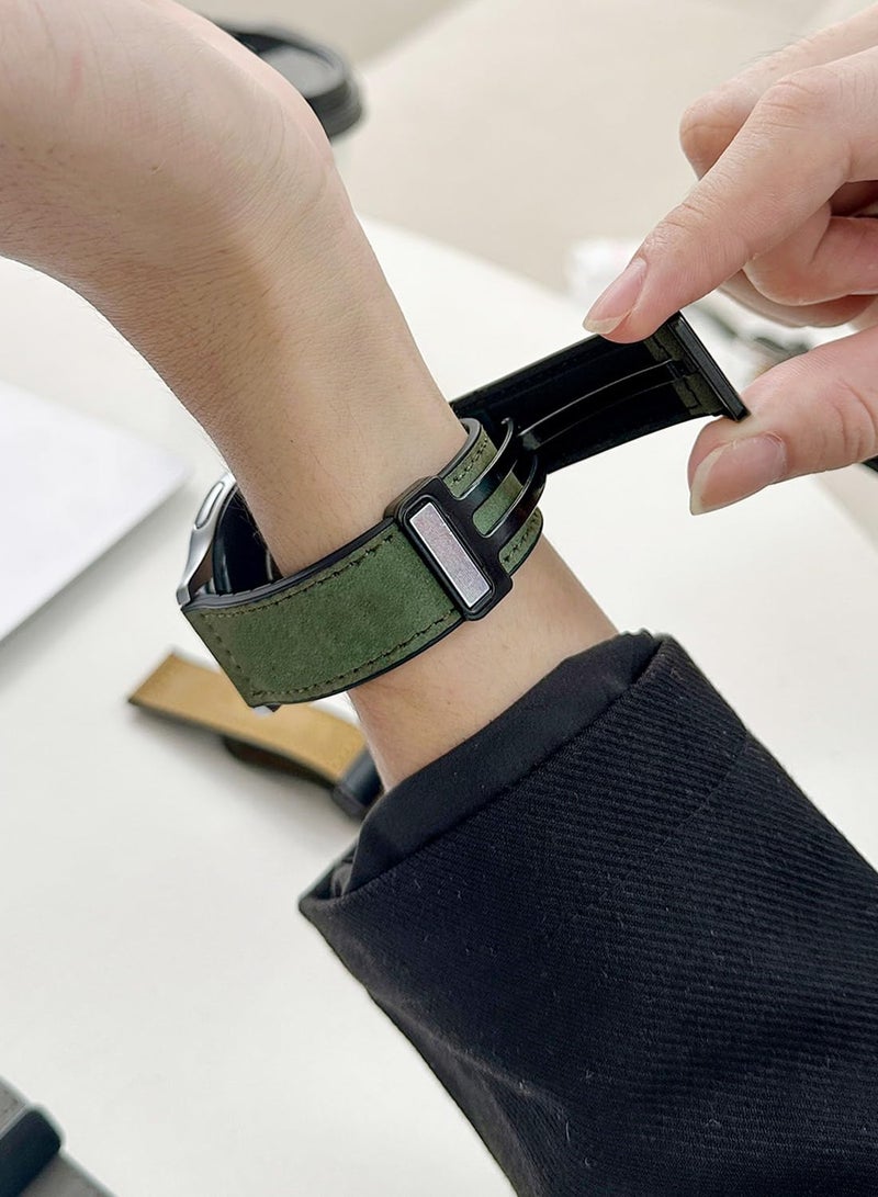 20mm Leather Strap Compatible with Galaxy Watch 7/6/6 Classic/5/5 Pro/4/4 Classic/3/Gear S2, Replacement Strap for HUAWEI Watch 2/ GT2 42mm/GT3 42mm,Green  - Image 4