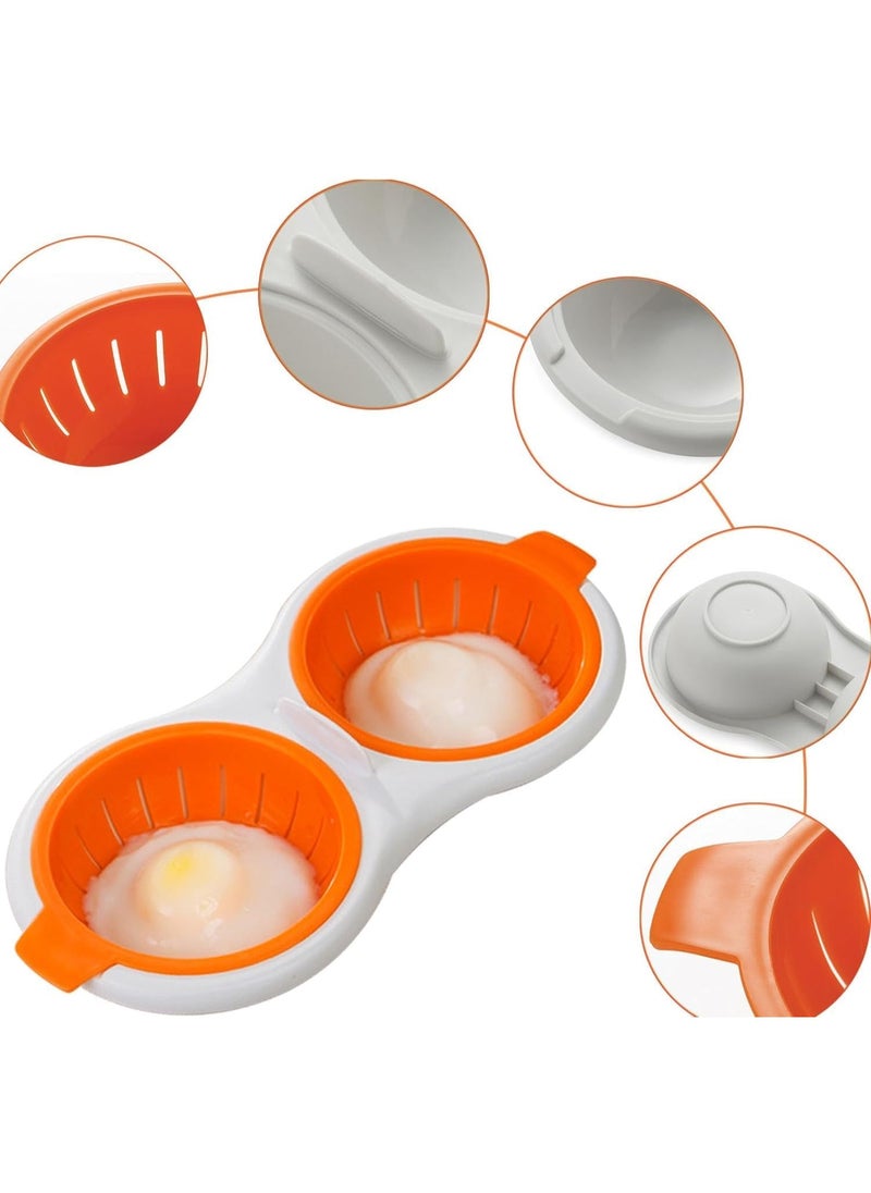 Erweicet Microwave Egg Poachers, Portable Egg Cooker for Microwave 2 Cups Design Egg Poacher Cups with Eye Cover for Ovens Breakfast Cooking Steamed Poached Egg Orange  - Image 3