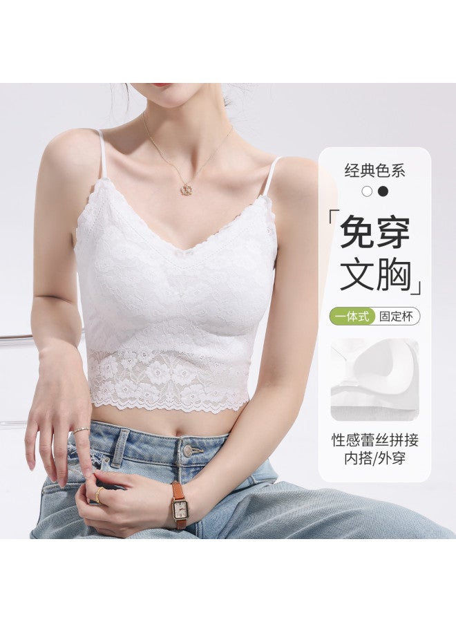 LANG SHA Women'S Camisole With Romantic Lace Trim, Built-In Bra Pads, Slimming Design, And Side Coverage - Image 2
