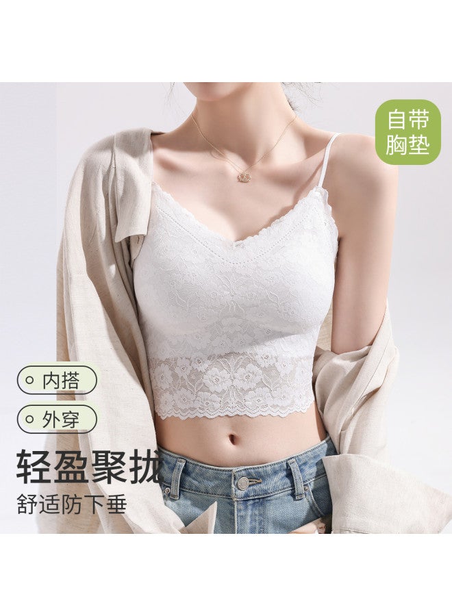 LANG SHA Women'S Camisole With Romantic Lace Trim, Built-In Bra Pads, Slimming Design, And Side Coverage - Image 4