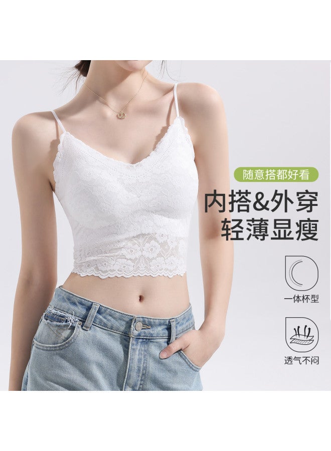 LANG SHA Women'S Camisole With Romantic Lace Trim, Built-In Bra Pads, Slimming Design, And Side Coverage - Image 3
