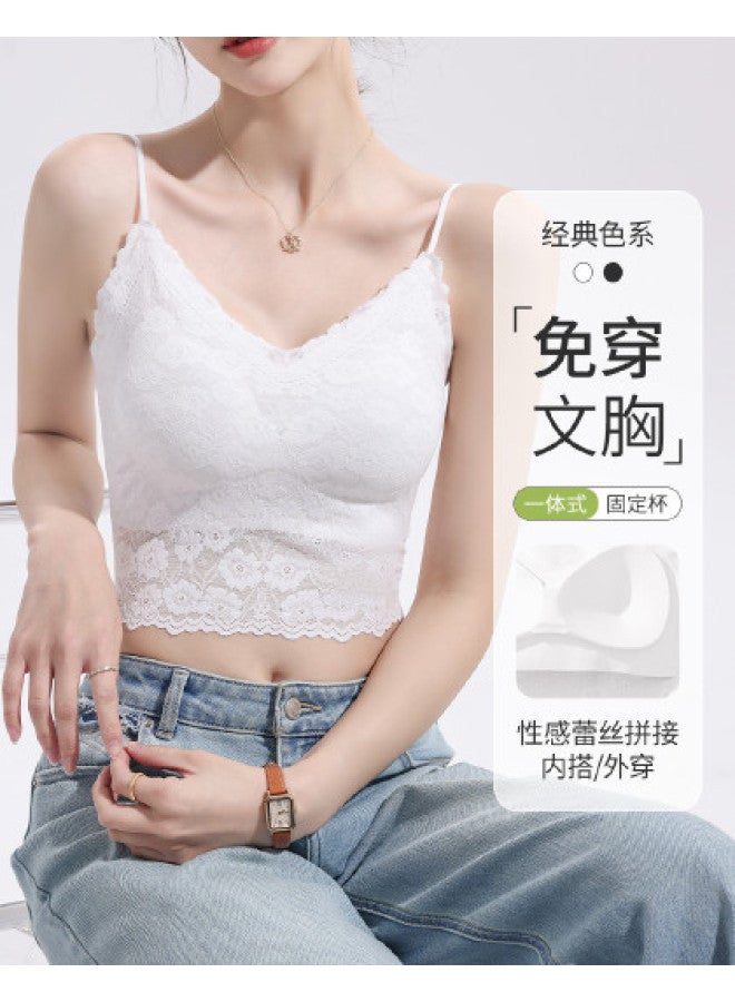 LANG SHA Women'S Camisole With Romantic Lace Trim, Built-In Bra Pads, Slimming Design, And Side Coverage - Image 1