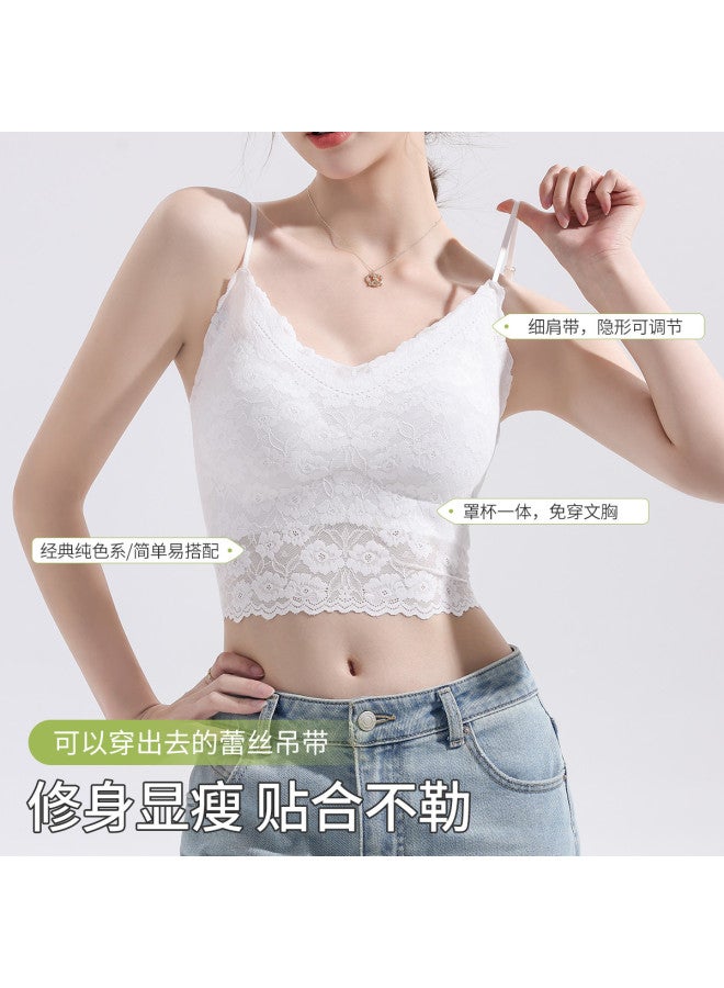 LANG SHA Women'S Camisole With Romantic Lace Trim, Built-In Bra Pads, Slimming Design, And Side Coverage - Image 5