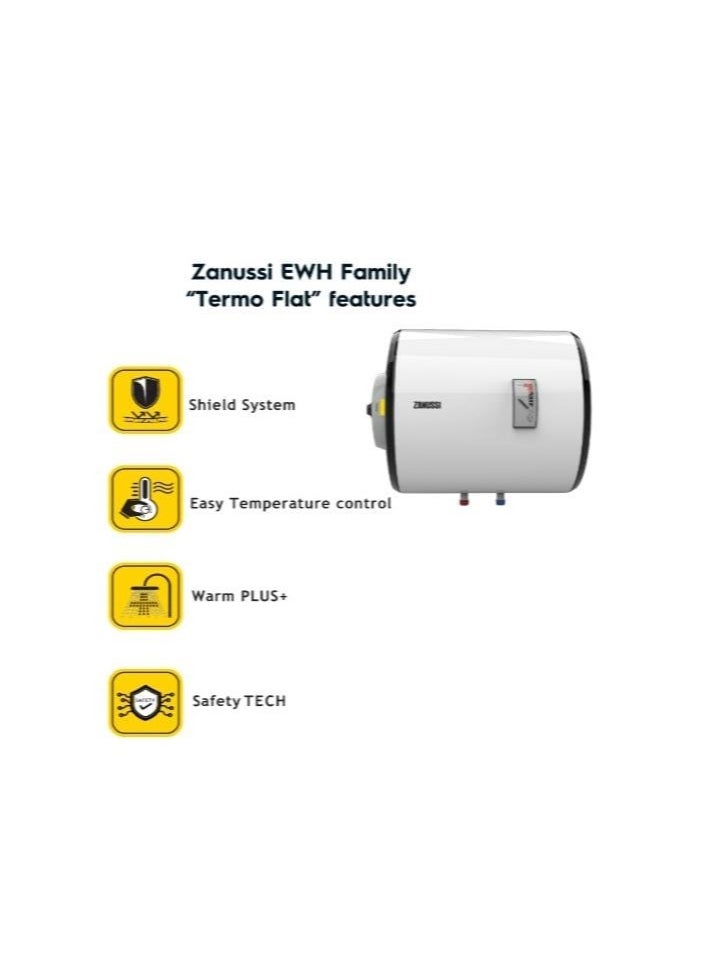 ZANUSSI - Zanussi electric water heater termo flat 50 Liter, Mechanical Horizontal, Space saver, Easy to control, full safety, 945105451 - Image 1