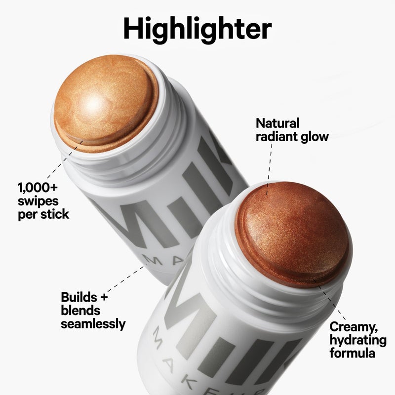 Milk Makeup Highlighter â€“ Cream Highlighter Stick for Face + Body with Radiant, Shimmery Glow â€“ Buildable, Blendable, Vegan Formula for All Skin Types â€“ Turnt (Golden Peach), 0.21 oz - Image 4