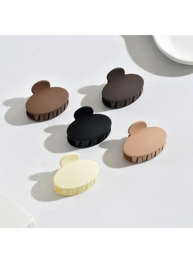 Plenteous Hair Claw Clip - Matte Oval Small Hairpin for Half High Ponytail, Strong Grip Shark Clip, Stylish Headdress for Women, 2 Pc Multi-Color Set - Image 1