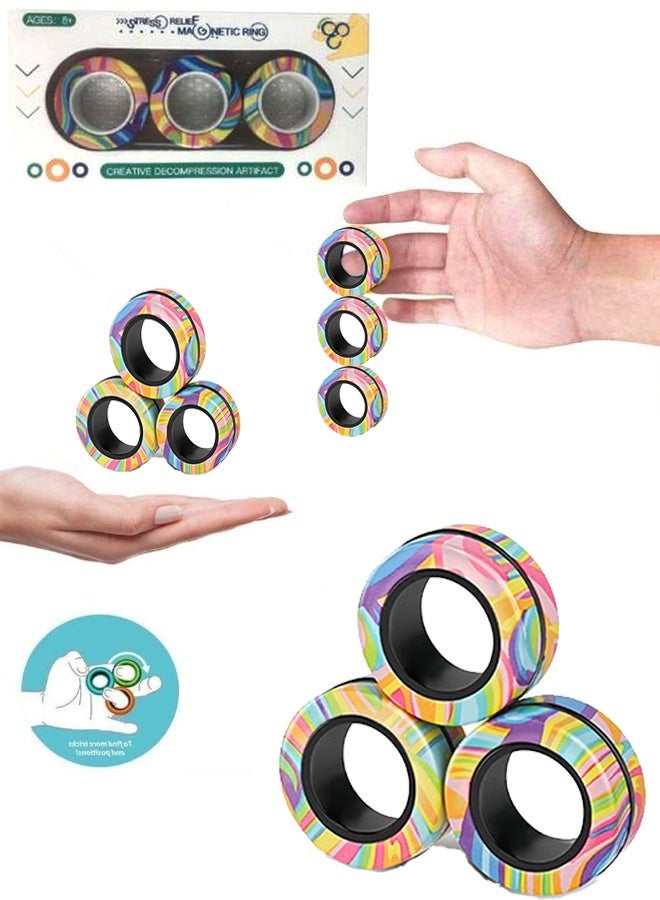 3 Piece Fidget Spinner Anti Stress Magnetic Rings, Adult Fidget Magnets Spinner Rings for Anxiety Relief Therapy, Fidget Pack Great Gift for Adults Teens Kids - Image 1