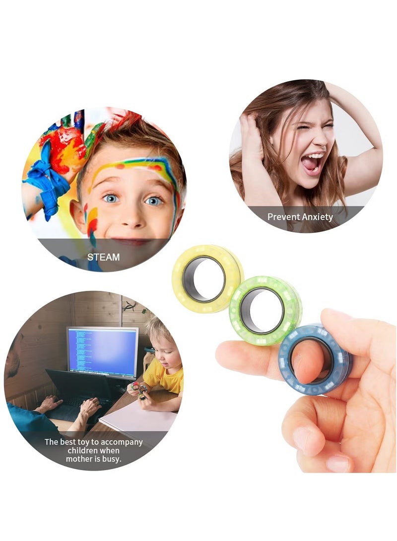 3 Piece Fidget Spinner Anti Stress Magnetic Rings, Adult Fidget Magnets Spinner Rings for Anxiety Relief Therapy, Fidget Pack Great Gift for Adults Teens Kids - Image 3