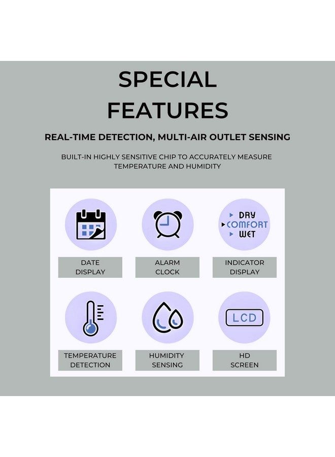 DeWire 3-in-1 Digital Hygrometer Thermometer Alarm Clock - Smart Room Monitor with Comfort Indicator, Date & Time Display, Multiple Mounting Options for Home, Office, kids Room - White - Image 5