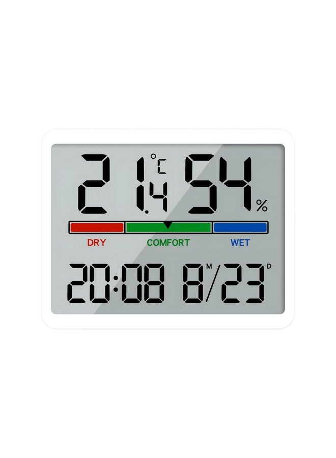 DeWire 3-in-1 Digital Hygrometer Thermometer Alarm Clock - Smart Room Monitor with Comfort Indicator, Date & Time Display, Multiple Mounting Options for Home, Office, kids Room - White - Image 1