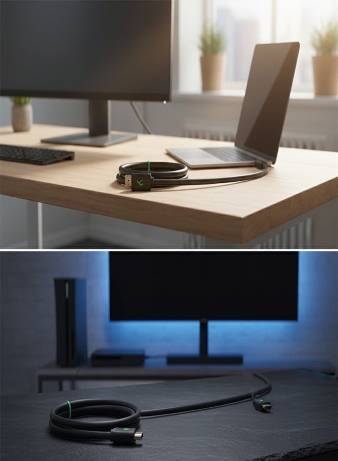 FUJISHKA HDMI 2.0 Cable – Ultra High Speed 8MM THICK | 60Hz | 1080P | HDR | HDCP | 3D | Premium Gold-Plated Connectors | Braided Durability | Compact Design for Laptops, Monitors, Office Setups & Gaming Displays - Image 3