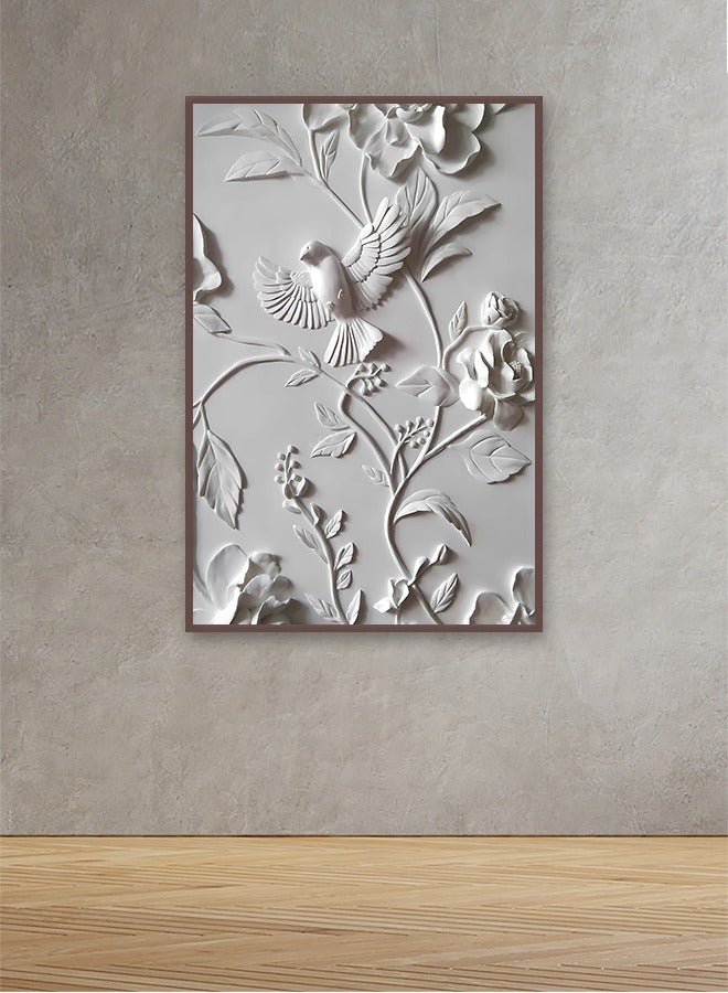 ماركتنا لوحة جدارية قماشية فنية لتزيين الحائط بتصميم تجريدي مع برواز بني مجوف مقاس 120x80سم قطعة واحدة - Image 1