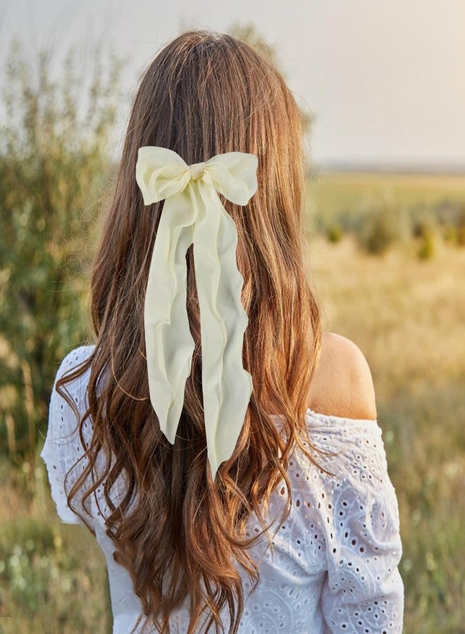 HLTOO 7PCS Chiffon Ribbon Bow Hair Ties, Elastics Hair Scarf Scrunchies, Long Ponytail Holder, Colourful Hair Bands, for Women and Girls, 7 Colors - Image 5