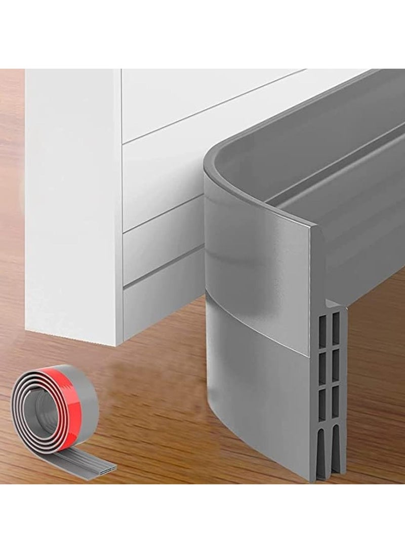 مزاجك مسودة الباب سدادة الباب السفلية للأبواب الخارجية والداخلية مانع للحشرات والغبار والضوضاء وتجريد الطقس 2 عرض × 39 لتر رمادي - Image 1