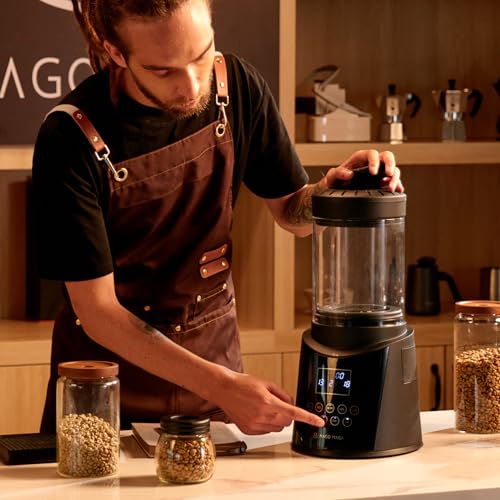 MAGO MAGA محمصة حبوب القهوة الذكية MAGO MAGA للمنزل، شاشة رقمية، أوضاع تلقائية ويدوية، سعة 300 جرام، جمع قشور الدخان المنخفض للغاية، رؤية شفافة، تبريد تلقائي، 120 فولت - Image 3