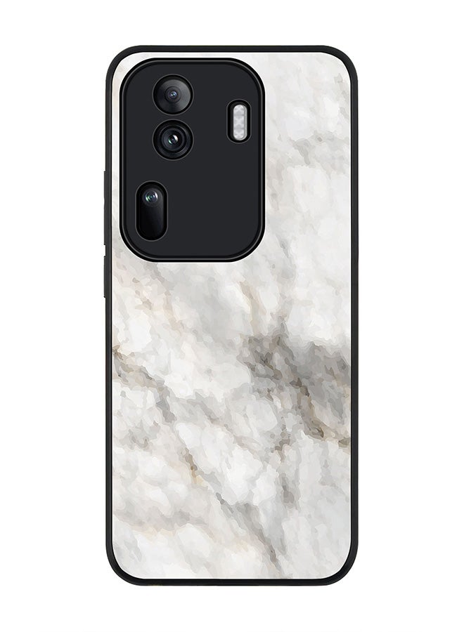 Stylizedd Rugged Black Edge Case for Oppo Reno11 Pro, Slim fit Soft Case Flexible Rubber Edges Anti Drop TPU Gel Thin Cover -  Marble Print Beige Grey - Image 1