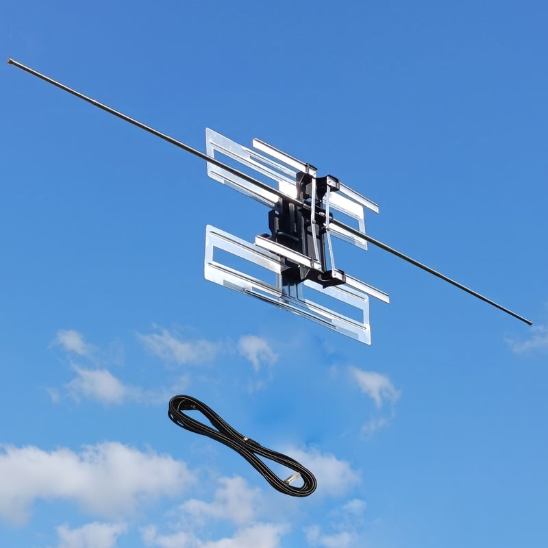 VHF UHF FM Broadcast Television Phased Array Antenna TLTEN A Supports Terrestrial High Definition Standard Definition TV Signals VHF 170 230Mhz UHF 470 860Mhz FM Radio 85 108Mhz 33 Feet Coaxial Cable 75 Ohm Output - Image 1