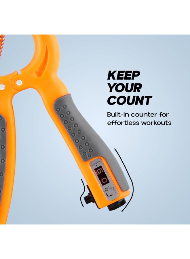 KONEX Adjustable Hand Gripper Strengthener for Men & Women | Hand Exercise Equipment for Home and Gym Workouts (With Counter, Orange) - Image 4