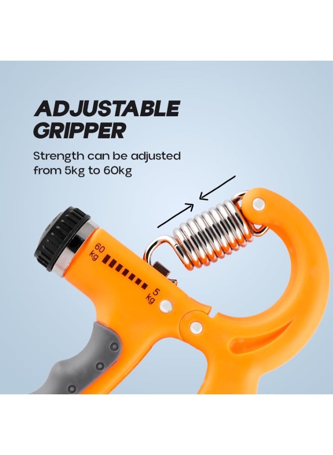 KONEX Adjustable Hand Gripper Strengthener for Men & Women | Hand Exercise Equipment for Home and Gym Workouts (With Counter, Orange) - Image 2