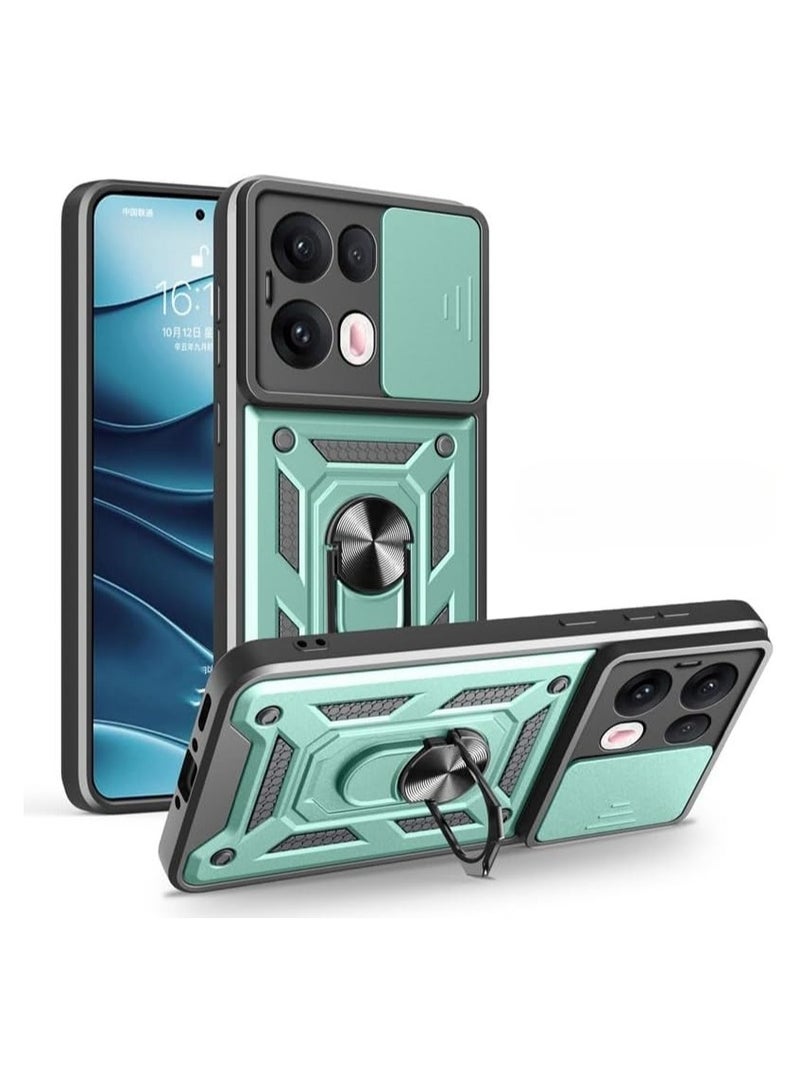 Case compatible with OPPO Reno 13 Pro 5G case, ultra-thin fall-proof and shock-proof shell with sliding camera cover and magnetic ring bracket, PC+TPU durable case